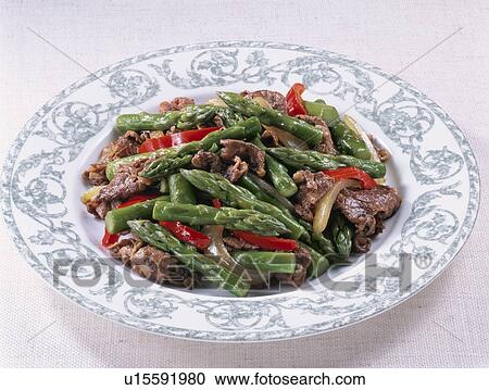 Stock Image - Stir Fired Asparagus And Beef. Fotosearch