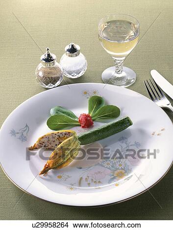 Picture - Stuffed Dish Aurora Sauce Of Zucchini And Shrimp. Fotosearch