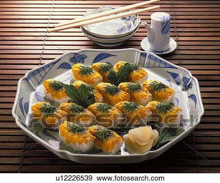 Stock Photo - Sushi With Chrysanthemum, Aomori Prefecture,. Fotosearch