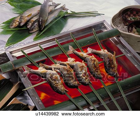 Stock Image - Sweetfish Grilled With Salt. Fotosearch