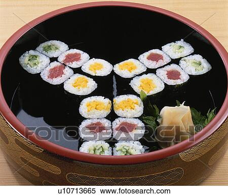 Thin Rolled Sushi, Three Sorts, View Large Photo Image Stock Photography - Thin Rolled Sushi, Three Sorts,. Fotosearch