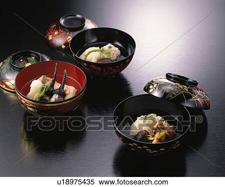 Stock Photography - Three Sorts Of Simmered-Dishes Of Autumn. Fotosearch