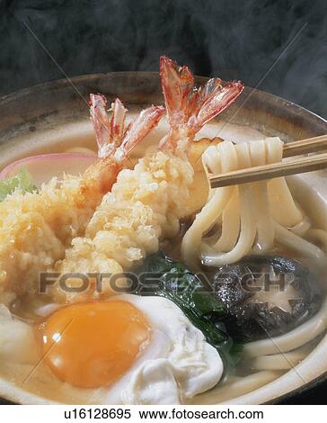 Stock Photography - Udon Noodles In Clay Pots. Fotosearch