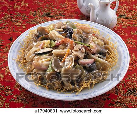 Stock Image - Udon Noodles Stewed With Meat And Vegetables. Fotosearch