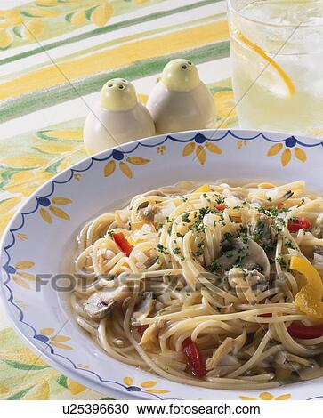 Stock Image - Vongole Bianco Soup Spaghetti. Fotosearch