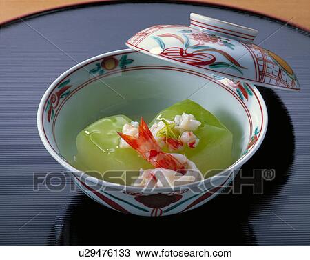 Stock Image - Wax Gourd And Shrimp With Starchy Sauce. Fotosearch