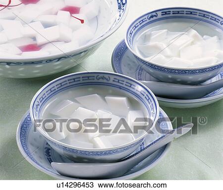 Stock Image - Chinese-Style Almond Jelly. Fotosearch