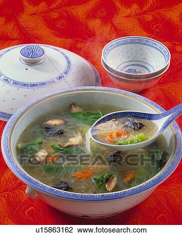 Stock Image - Gelatin Noodle Soup. Fotosearch
