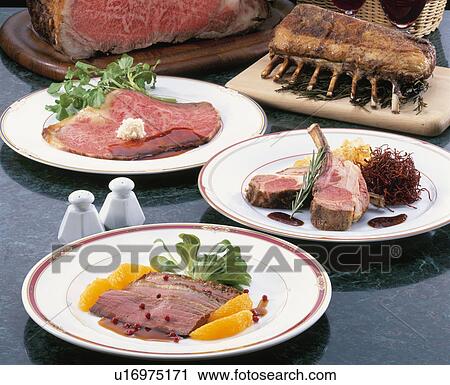 Meat Dish Various Kinds, France, View Large Photo Image Stock Image - Meat Dish Various Kinds, France,. Fotosearch