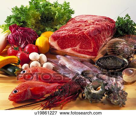 Stock Photo - Meat, Sea Food, Vegetables. Fotosearch