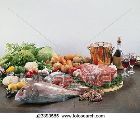 Stock Photography - Meat, Sea Food, Vegetables. Fotosearch