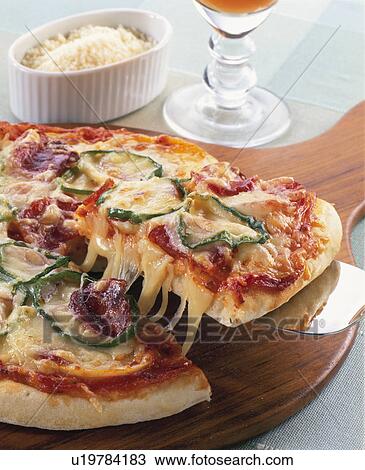 Stock Image - Pizza, Pepperoni,. Fotosearch