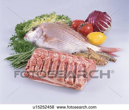 Stock Photo - Pork, Sea Food. Fotosearch
