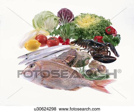 Stock Photo - Sea Food, Vegetables. Fotosearch