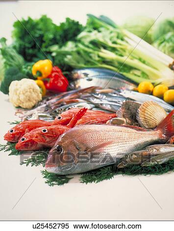 Stock Photography - Sea Food, Vegetables. Fotosearch