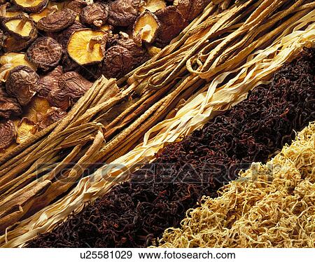 Shiitake Mushroom, Stem Of Taro, Edible Brown Algae, Dried Gourd Strips View Large Photo Image Stock Photo - Shiitake Mushroom, Stem Of Taro, Edible Brown Algae, Dried Gourd Strips. Fotosearch