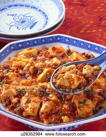 Picture - Spicy Bean Curd And Pork. Fotosearch