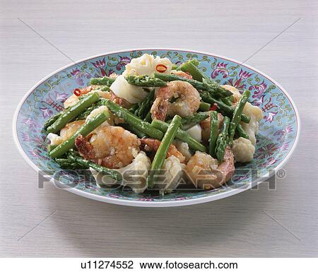 Stock Image - Stir Fried Asparagus And Shrimp. Fotosearch