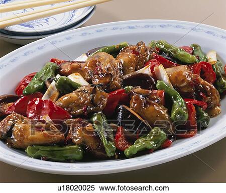 Stir-Fried Dish Of Oyster With Red Pepper View Large Photo Image Stock Photography - Stir-Fried Dish Of Oyster With Red Pepper. Fotosearch