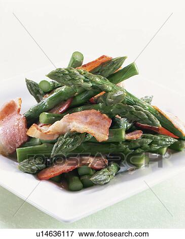 Stock Photo - Stir-Fried Dishes Of Asparagus And Bacon. Fotosearch