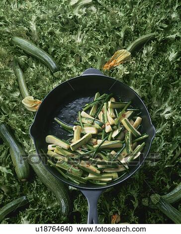 Stock Image - Stir Fried Zucchini And Spring Starflower With Anchovy. Fotosearch