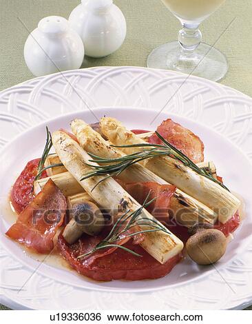 Stock Photograph - While Asparagus Baked With Herb. Fotosearch