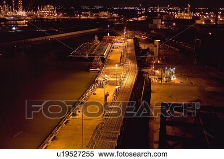 Barges Docked at Oil Refinery at Night View Large Photo Image Stock Photography - Barges Docked at Oil Refinery at Night. Fotosearch