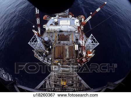 Stock Photo - Birdseye View of Offshore Oil Drilling Rig. Fotosearch