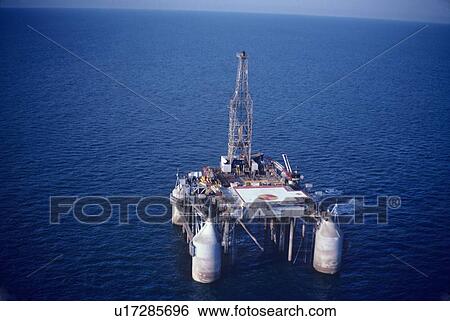 Stock Photograph - Early Generation Offshore Oil Drilling Rig. Fotosearch