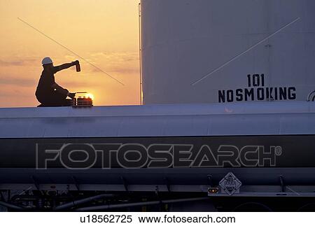 Stock Photography - Measuring Petroleum Product on Oil Tanker. Fotosearch