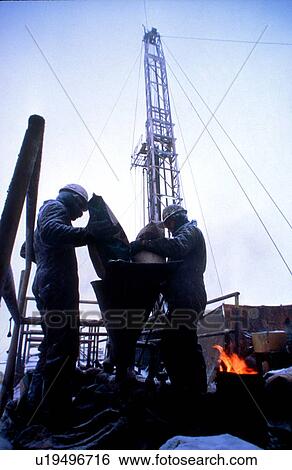 Stock Photograph - Mixing Cement at Drilling Site. Fotosearch