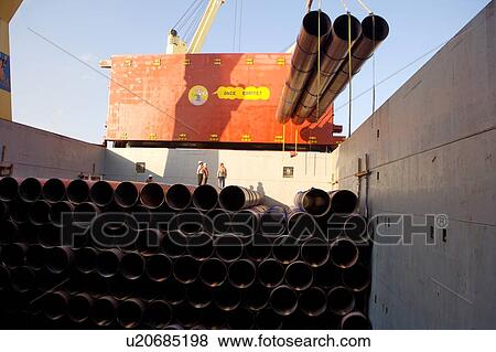 Offloading Pipe from Cargo Ship View Large Photo Image Stock Photo - Offloading Pipe from Cargo Ship. Fotosearch
