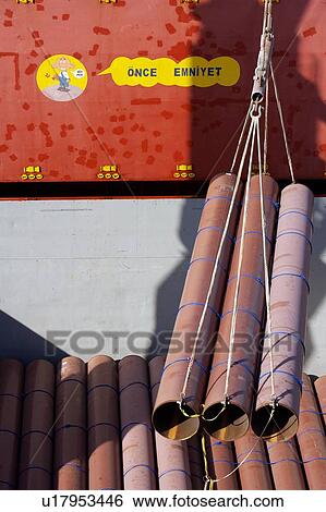 Offloading Pipe from Cargo Ship View Large Photo Image Stock Photograph - Offloading Pipe from Cargo Ship. Fotosearch
