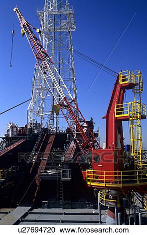 Offshore Oil Drilling Rig, Crane and Derrick View Large Photo Image Stock Image - Offshore Oil Drilling Rig, Crane and Derrick. Fotosearch