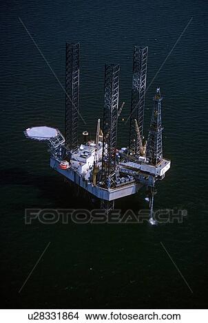 Picture - Offshore Oil Drilling Rig with Cantilever Extended. Fotosearch