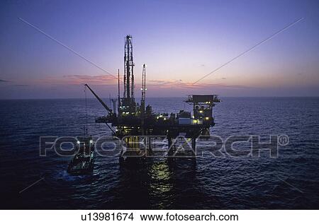 Offshore Production Platform at Sunset View Large Photo Image Picture - Offshore Production Platform at Sunset. Fotosearch