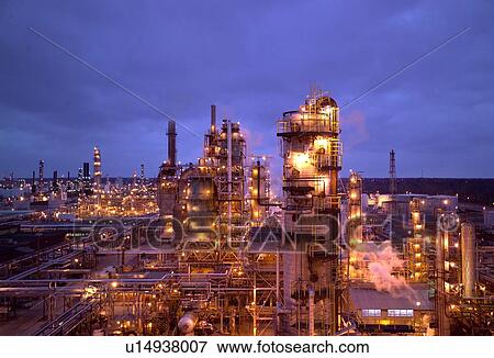 Oil Refinery at Twilight View Large Photo Image Stock Photo - Oil Refinery at Twilight. Fotosearch