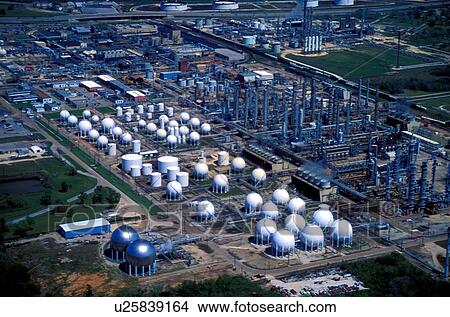 Picture - Oil Refinery with Sphereical Storage Tanks. Fotosearch