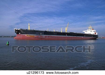 Stock Image - Oil Tanker in Houston Ship Channel. Fotosearch