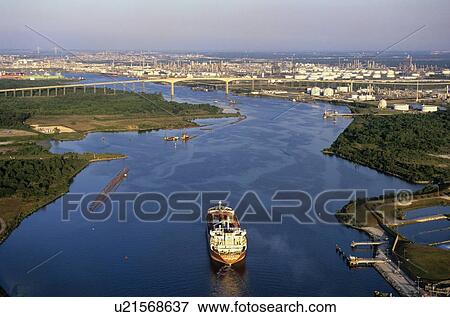 Stock Photo - Oil Tanker in Houston Ship Channel. Fotosearch