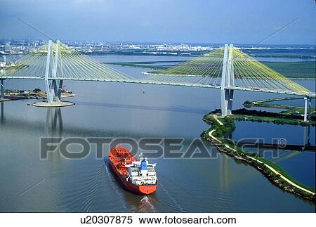 Oil Tanker in Houston Ship Channel Passing Under Fred Hartman Bridge View Large Photo Image Stock Photography - Oil Tanker in Houston Ship Channel Passing Under Fred Hartman Bridge. Fotosearch