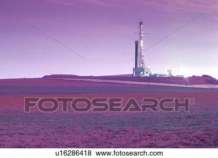 Onshore Oil Drilling Rig Colorized View Large Photo Image Stock Photo - Onshore Oil Drilling Rig Colorized. Fotosearch