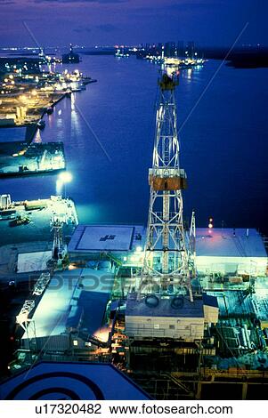 Stock Image - Shipyard at Night. Fotosearch