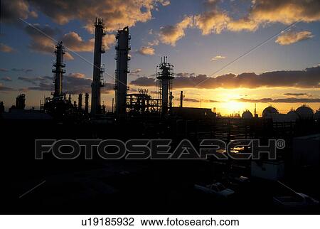 Silhouette of Oil Refinery at Sunset View Large Photo Image Stock Image - Silhouette of Oil Refinery at Sunset. Fotosearch