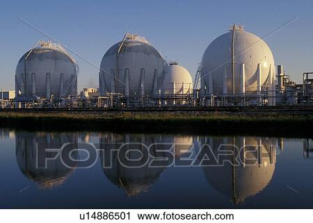 Sphereical Storage Tanks Reflected in Water View Large Photo Image Stock Image - Sphereical Storage Tanks Reflected in Water. Fotosearch