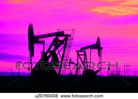 Two Pump Jacks Colorized View Large Photo Image Stock Photo - Two Pump Jacks Colorized. Fotosearch