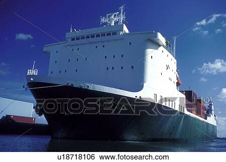 Stock Photograph - View from Bow of Container Ship. Fotosearch