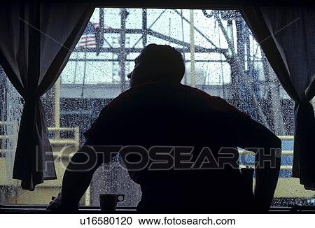 Stock Image - View from Offshore Oil Drilling Rig Driller's Cabin. Fotosearch