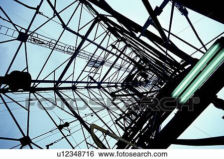 Stock Photograph - View of Offshore Oil Drilling Rig Derrick Looking Upward. Fotosearch