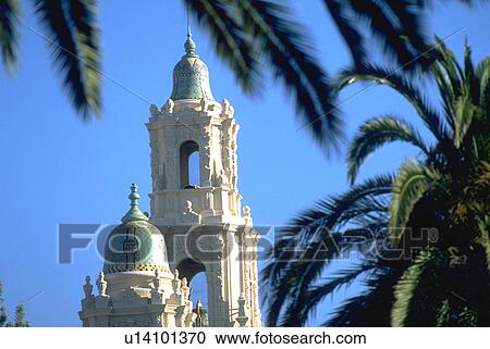 Stock Image - amid, towers, church, delores, mission, icon. Fotosearch